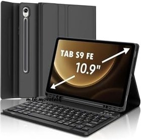 Resim M.TK moveteck Galaxy Tab S9 Fe Uyumlu 10.9 Kablosuz Kalem Bölmeli Bluetooth Türkçe Q Klavyeli Tablet Kılıfı, siyah, Tek Ebat, keyboard-s9fe-siyah 