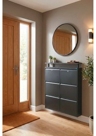 Resim Lıccıa Metal Ayakkabılık 3 Lü Yatay Kilitli Model Antrasit 