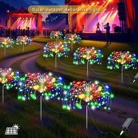 Resim 5 Adet Güneş Enerjili Karahindiba Bakır Tel Işıklar, 8 Modlu LED Işık Zinciri, 300/400LED, Sahne Dekorasyon Işıkları, Sahne ve Bahçe Manzarası için Uygun, Tatil Partisi ve Düğün Sahne Süslemeleri 