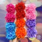 Resim 12 adet Kızlar Sevimli Yüksek Elastik Çiçek Saç Kravatları Scrunchies Saç Aksesuarları, Hediyeler için ideal seçim 