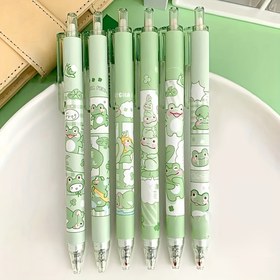 Resim 6 Adet Sevimli Kawaii Kurbağa Tasarımlı Jel Kalemi - 0.5mm İnce Uçlu, Geri Çekilebilir Siyah Mürekkep, Canlı Yeşil Renklerde Eğlenceli Karikatür Kurbağalar ve Bulutlar, Okul, Ofis ve Yaratıcı Yazım İçin Mükemmel, Yaratıcı Yazım Araçları | Şirin Kalem Stili | Dekoratif Kalemler 