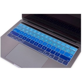 Resim Macbook Pro Klavye Koruyucu Us-abd İngilizce Touchbarlı Ombre A1706 A1989 A2159 A1707 A1990 Uyumlu Lacivert Mavi 