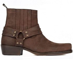 Resim Kahverengi Büyük Boy Küt Burun Kovboy Botu 