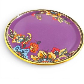Resim Sudedi Home Gerçek Altın Yaldızlı Cam Pasta Tabağı 21 Cm Tekli Servis & Sunum Tabağı Mor 