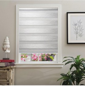 Resim Hazır Hasır Bambu Zebra Stor Perde Gri 200X200Cm 