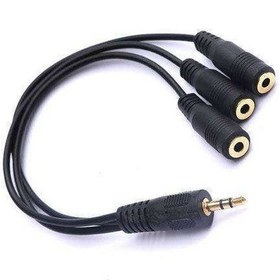 Resim 3Lü Stereo Çoklayıcı Ses Sistemi Kablosu 3 X 3.5Mm Dişi 1X Erkek 