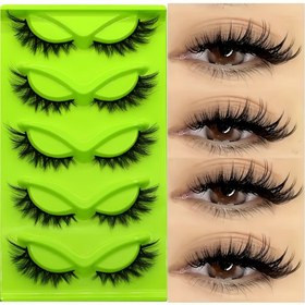 Resim 5 Adet Lüks 3D Kedi Gözü Sahte Kirpik Seti - Hacimli, Yumuşak, Ekstra Kalın, C/D Curl, Karma Uzunluk 13-18mm, 0.07mm Kalınlık, Yeniden Kullanılabilir, Başlangıç İçin Kolay Uygulama, Yeşil Tepsili 