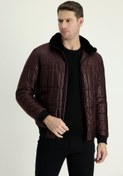 Resim Koyu Bordo Kürk Yaka Spor Şişme Mont Kigili