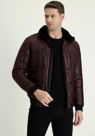 Resim Koyu Bordo Kürk Yaka Spor Şişme Mont 