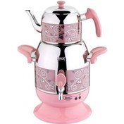 Resim Özkent Özkent K-624 Menekşe Desenli Pembe 2200 W Çelik Semaver 