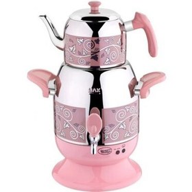 Resim Özkent Özkent K-624 Menekşe Desenli Pembe 2200 W Çelik Semaver 