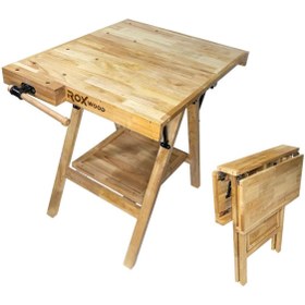 Resim Rox Wood 0338 Mengeneli Katlanır Ahşap Marangoz Çalışma Tezgahı 