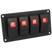 Resim Aubyhe Araç Dönüştürme 4lü Led Kontrol Paneli Kırmızı - 12-24v Deniz Kalitesi Füzyonlu Rocker Anahtarlar 