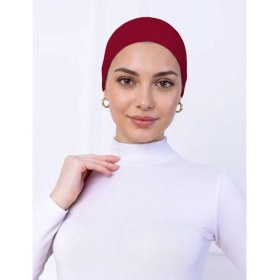 Resim Alivascarf Kaymayan Silikonlu Bandana Bone Bordo - Kadın Tesettür Dikişsiz Kaymaz Geçme - Sportif Saç Bandı 