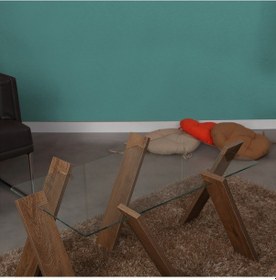 Resim Roman Maxi Cam Orta Sehpa Kafkas Meşe / Renkli Orta Sehpa 