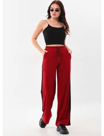 Resim Sistas Kadın Belden Bağlamalı Rahat Form Pantolon 22927 Bordo 