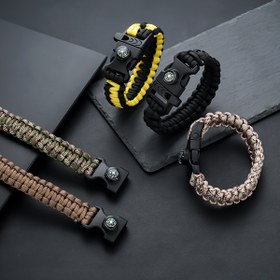 Resim 1 adet Erkek El Yapımı Çok Fonksiyonlu Dış Mekan Bilekliği, Günlük Kullanım & Hediye İçin Macera Hazır Bileklik, Plastik Kolye ile Rahat Stil Sentetik Lif İpi, Maceracılar İçin Hediye | Çok Yönlü Takı | Yastıklı Konfor 