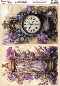 Resim Pirinç Dekopaj Kağıdı 30x42cm Pt-1851 Saat Ve Kum Saati 
