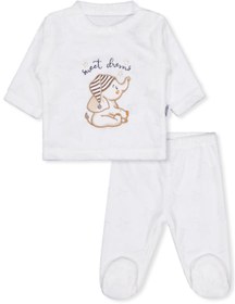 Resim Minidamla Filli Nakış Patikli 2Li 1-6 Ay Pijama Takımı - Ekru - Ekru / 6-9 Ay 