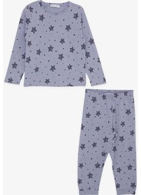 Resim Macawı Breeze Kız Çocuk Pijama Takımı Yıldız Desenli 1.5-5 Yaş, Lila-lila Lila 