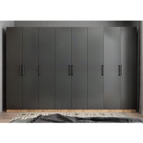 Resim Solo 8 Kapaklı Dolap Gardırop Çam Füme 