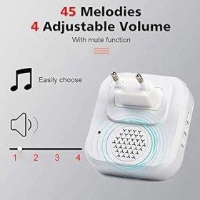 Resim Lidyahan Store Kinetik 300 Metre Su Geçirmez Dereceli 110DB LED Kapı Zili Beyaz 