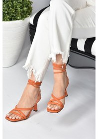 Resim Fox Shoes Turuncu Bilek Bağlamalı Kadın Topuklu Ayakkabı K4040702 