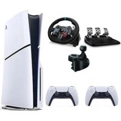 Resim Sony Playstation 5 Slim CD'Li 1 TB İthalatçı Garanti + 2 Kol + G29 Driving Force Yarış Direksiyonu + Shifter 