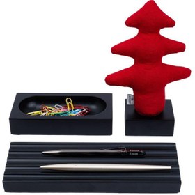 Resim Kayigo Woody Siyah Üçlü Ofis Seti - Kırmızı Çam 