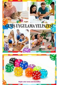 Resim Okey Zarı 2 Adet Renkli Oyun Zarı Plastik Akrilik 16 Mm Şeffaf Zar Masa Oyunları Zarı Eğlence 