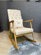 Resim Asedia Trend Naturel Krem Kapitoneli Sallanan Sandalye Dinlenme Emzirme Baba Tv Okuma Koltuğu Berjer 