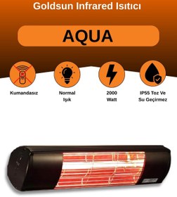 Resim GOLDSUN Aqua 2000 Watt GSA20 Kumandasız Suya Dayanıklı Elektrikli İnfrared Isıtıcı-Siyah 