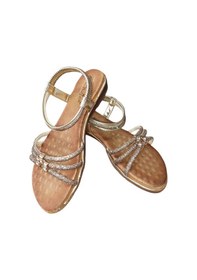 Resim Guja 25y174 Kadın Taşlı Düz Taban Abiye Sandalet Altın Siyah 