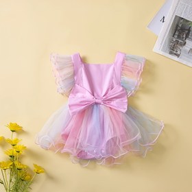 Resim Çocuklar için şeker ve sevimli yaz mesh romper, kemer ile, bebek kızları için prenses elbisesi, açık hava için mükemmel 