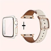 Resim Oldfriend Güneş Toka + İki Renk Gül Kabuk, İwatch Ultra/seri 9/8/7/6/5/4/3/2/se 38-49mm Pembe Kasa 