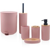 Resim Stripe Pembe 6 Parça Banyo Seti 