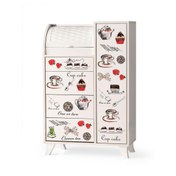 Resim Sivas Gözde Çekmeceli Latte Desenli Büyük Kiler Dolabı / Ekmeklik - Beyaz 