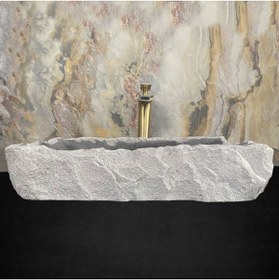 Resim SİPAHİMARBLE Bazalt Dışı Doğal Patlatma Köşe Detaylı Lavabo 