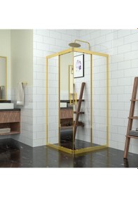 Resim Tekno Duş Gold Vega 6mm Reflekte Cam Kare Duşakabin Şeffaf 