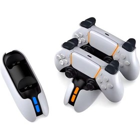 Resim Ps5 Kol Şarj Edici Stand Dock Led Işıklı Göstergeli Çift Kol Şarj 