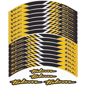 Resim Bajaj Pulsar Sarı-beyaz-siyah Reflektör Baskı 1 Set Jant Şeridi Renkli 