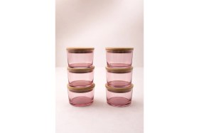 Resim Feyza Design 6'lı Bambu Kapaklı Cam Kahvaltılık Kase Seti, 220 cc 