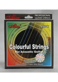 Resim Alice A-407C Renkli Akustik Gitar Teli Seti-Rengarenk Tel Seti 