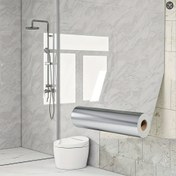 Resim Kendinden Yapışkanlı Mermer Desenli Duvar Kağıdı - Su Geçirmez Banyo Duvar Kaplaması, Kolay Yenileme ve Dekorasyon, Dokulu Tasarım, Dikişsiz Uyum, Beyaz ve Gri Desen, Tezgahlar, Ocak Üstleri, Dolap Kapakları ve Duvar Yüzeylerini Suya Karşı Korur 