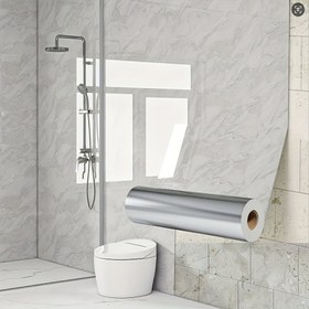 Resim Kendinden Yapışkanlı Mermer Desenli Duvar Kağıdı - Su Geçirmez Banyo Duvar Kaplaması, Kolay Yenileme ve Dekorasyon, Dokulu Tasarım, Dikişsiz Uyum, Beyaz ve Gri Desen, Tezgahlar, Ocak Üstleri, Dolap Kapakları ve Duvar Yüzeylerini Suya Karşı Korur 