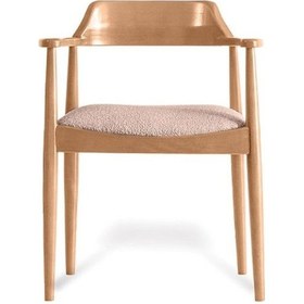 Resim Lines İskandinav Ahşap Sandalye Natural - Krem 