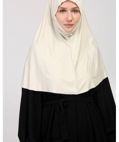 Resim Manolyaşal İslamic Hijab Pratik Eşarp Peçeli-peçesiz Hazır Türban Sufle - Krem Krem 