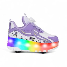 Resim ROCKY SPORT Nils Kız Çocuk Patenli, Işıklı Rahat Mor Spor Ayakkabı&Sneaker | 4 Teker Kaykay Ayakkabı 