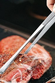 Resim Hane Dostu 30 Cm Paslanmaz Çelik Yiyecek Servis Maşası Şef Cımbızı Air Fryer Barbekü Izgara Maşa 
