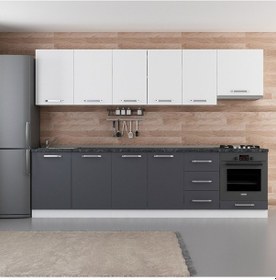 Resim Minar 295 Cm Mutfak Dolabı Beyaz Antrasit 295-A5 Beyaz 